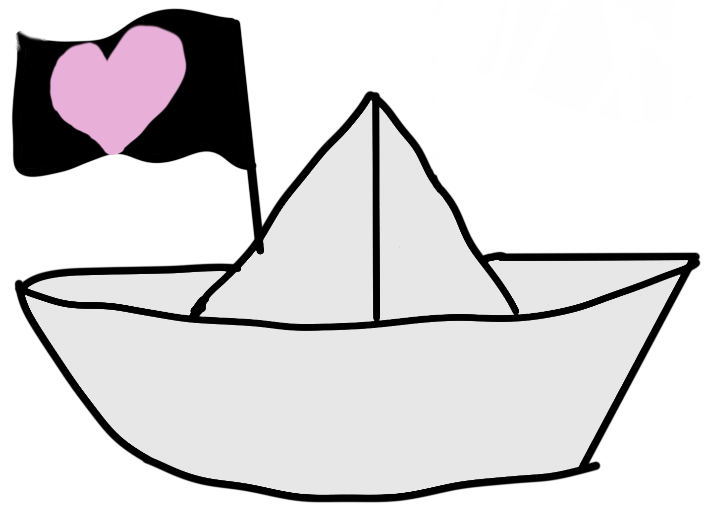 paper boat with heart on the flag